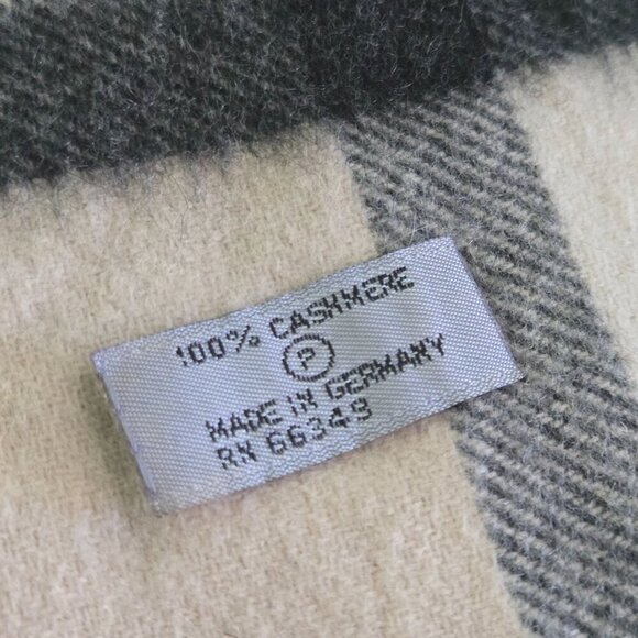 Cashmink Tartan Plaid Tan Fringe Soft Cashmere Scarf Neutral Size 60"x11" - Picture 4 of 4